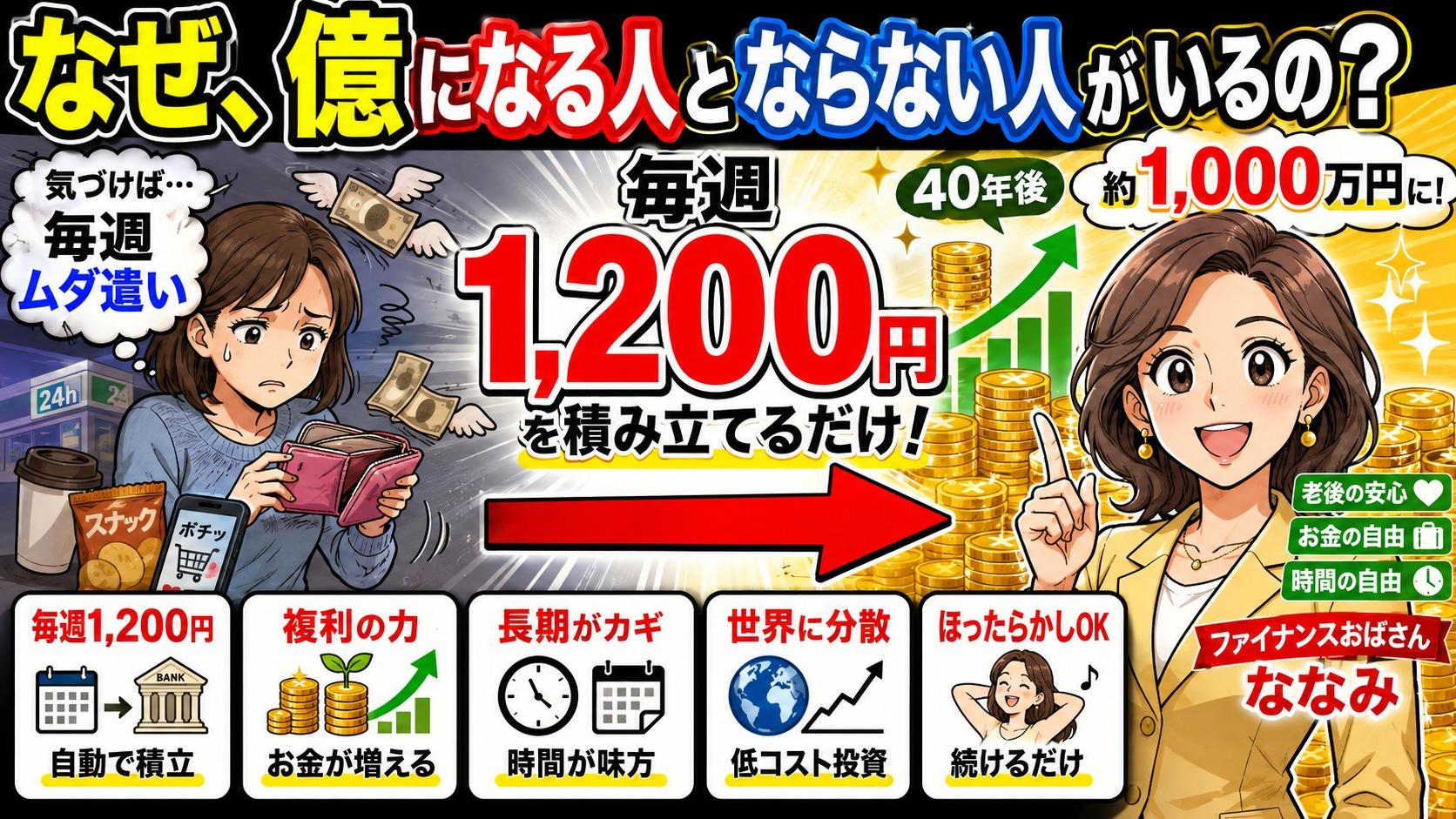 毎週1200円を1年・5年・10年積み立てた元本の比較