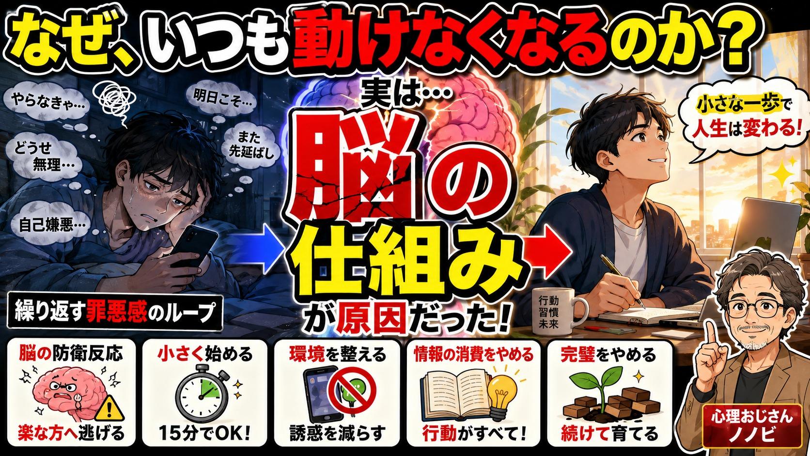 やるべきことを前にスマートフォンを見て先延ばししている人